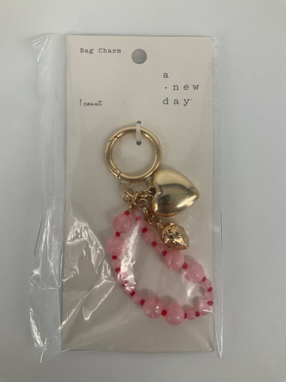 A New Day set of 3 Bag Charms Cherry, Cheetah Bow, Strawberry Heart. NEW - Picture 4 of 5